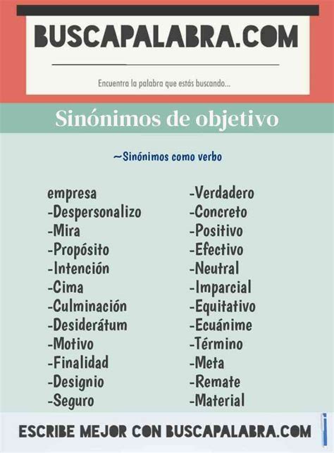 objetivo sinonimo|synonymos de objetivo.